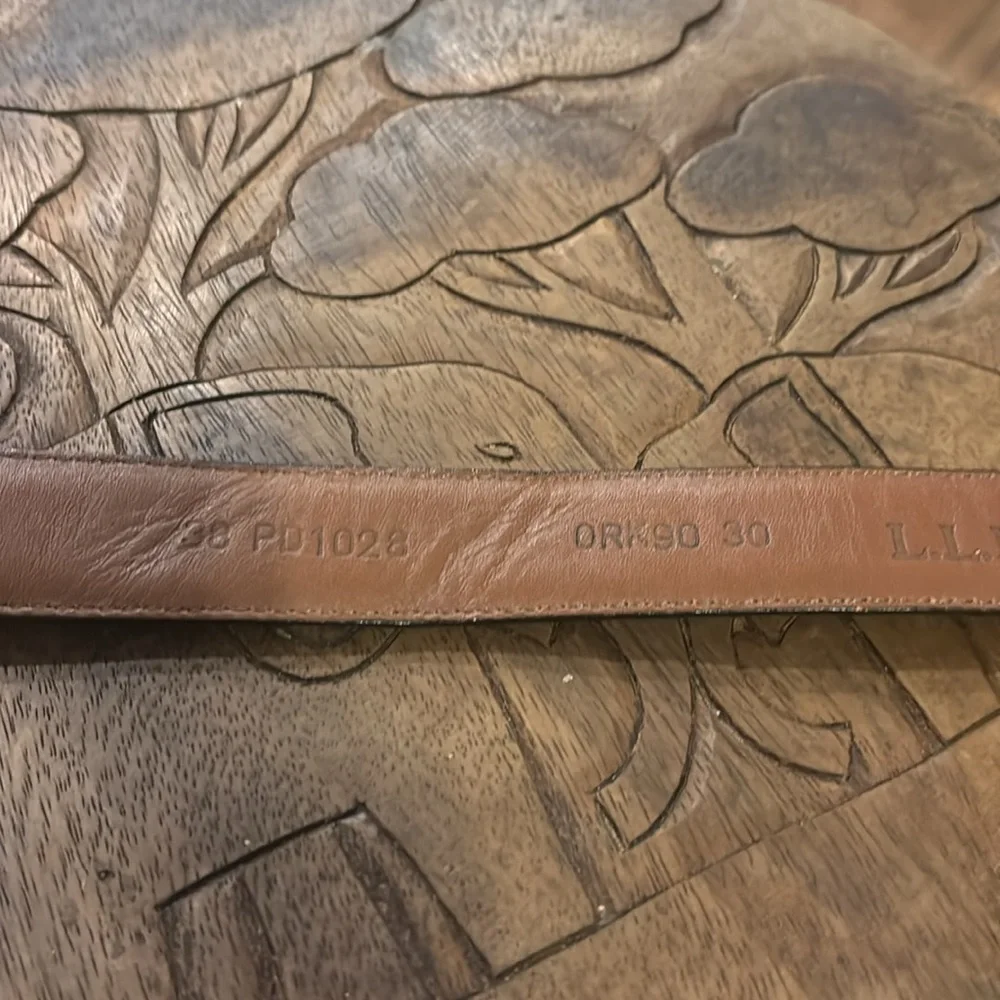 Vintage LL. Bean Classic Brown Leather Belt with Solid Brass Buckle Size  38